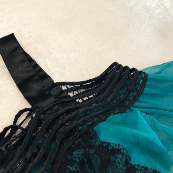 Turquoise off-the-shoulder blouse - Picture 4 of 5